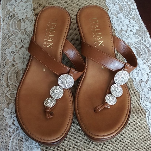 Italian Shoemakers Shoes - COPY - Wedge sandals with Bling